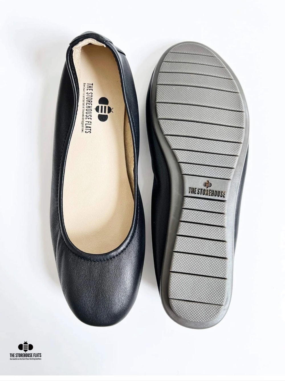The Storehouse Black Flex Leather Flats-size 8